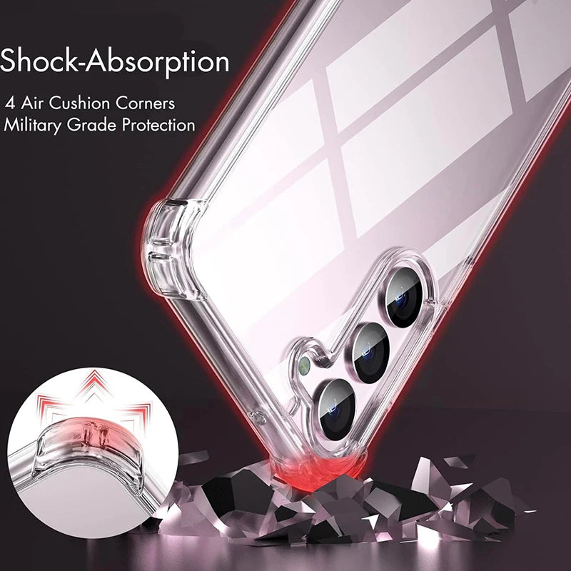 Clear Shockproof Case For Samsung Galaxy S21-S25 A33-A56
