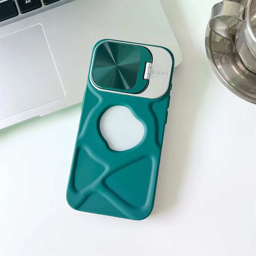 Logo Hole Magsafe Silicone Case for iPhone 11-17 With Stand