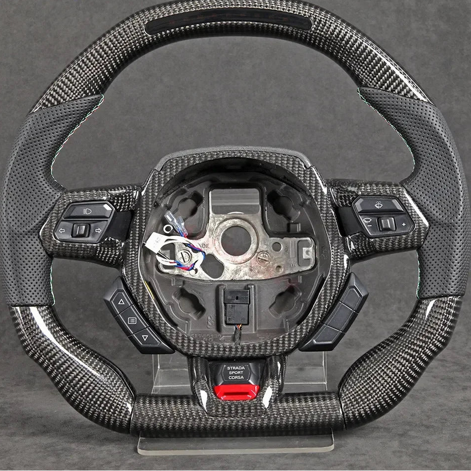 LED Carbon Fiber Steering Wheel (Perforated Leather) for Lamborghini Huracán (2018–2024)
