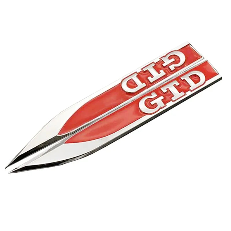 2pcs 3D Metal GTD Fender Badge Decal – Volkswagen Golf Mk4/Mk5/Mk6/Mk7 (Pair)