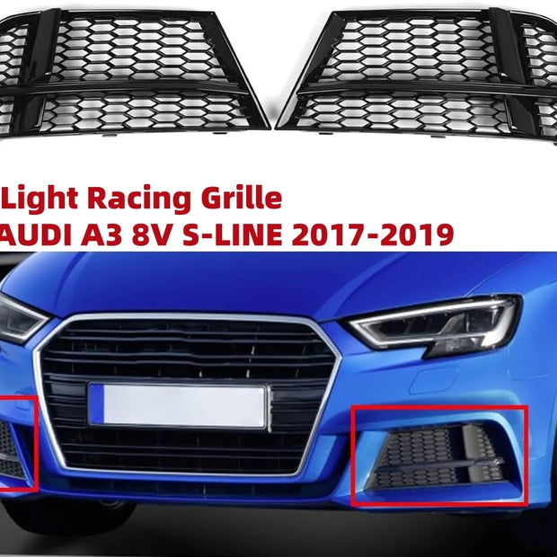 Audi A3 8V S-Line Fog Light Racing Grille Covers (Pair) – 2017–2019