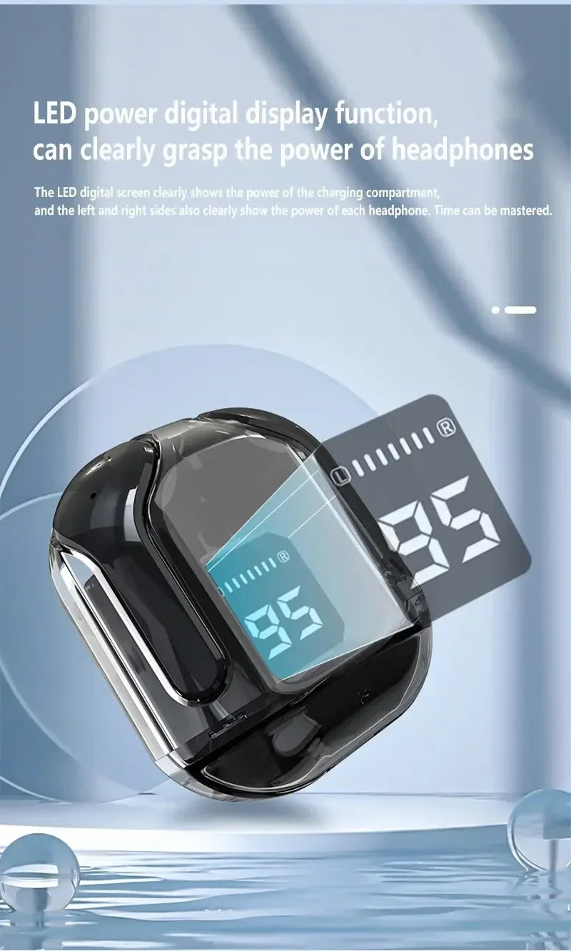 T2 Wireless Earphones Transparent LED Digital Display