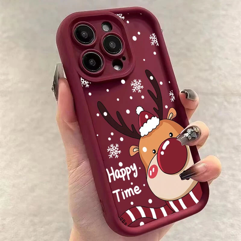 Christmas Deer Phone Case For iPhone 7-17 Soft Cover