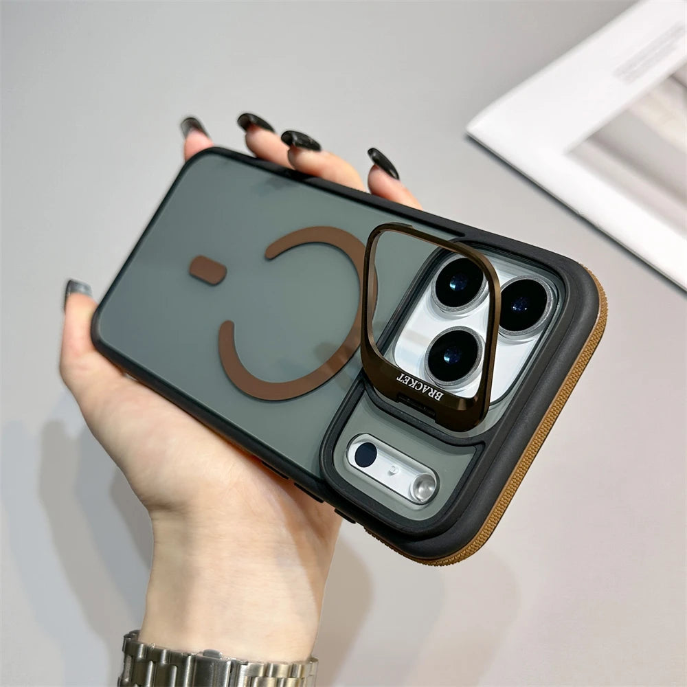 Luxury Transparent Magsafe Kickstand Phone Case For iPhone 11-17