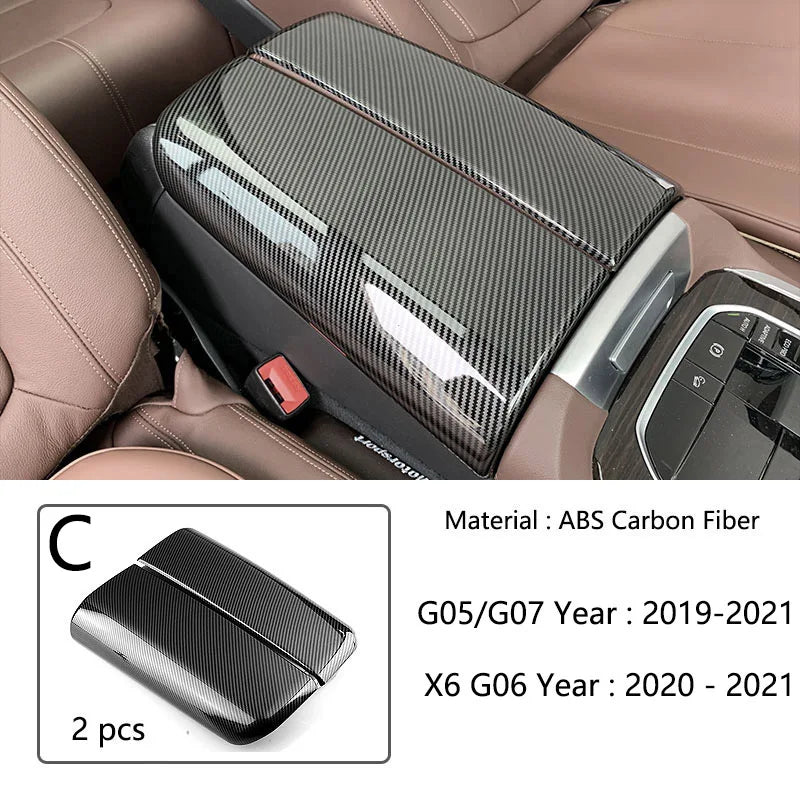 ABS Carbon Fiber-Style Center Console Armrest Lid Cover Trim – BMW X5/X6/X7