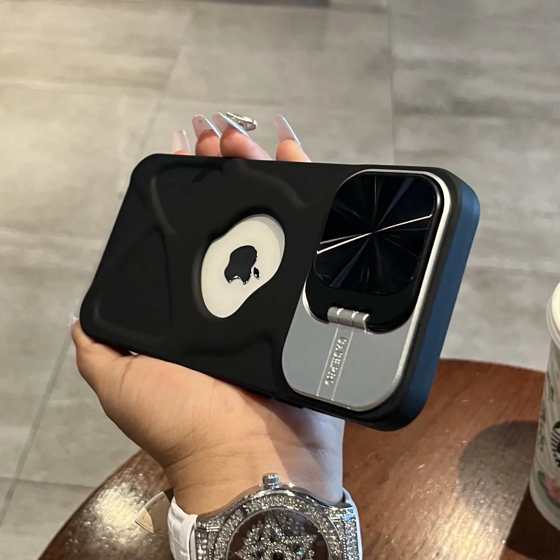 Logo Hole Magsafe Silicone Case for iPhone 11-17 With Stand