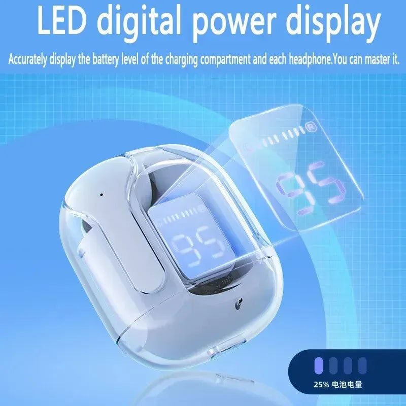 T2 Wireless Earphones Transparent LED Digital Display