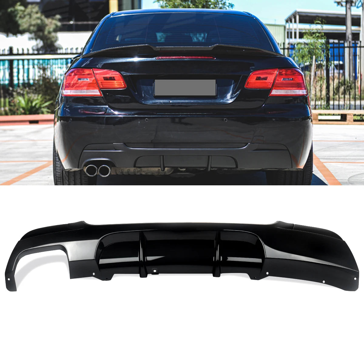 Rear Bumper Diffuser Lip (Gloss Black) – BMW 3 Series E92 / E93 M Sport (330i)